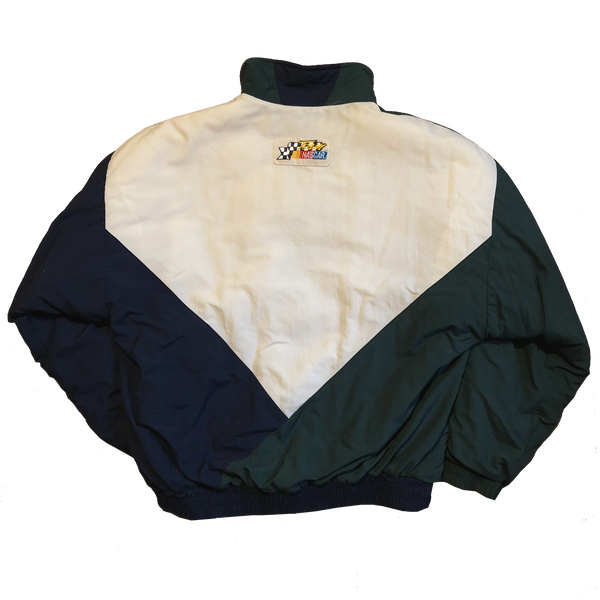 Vintage 90s Nascar Team AP Exhaust Jacket Navy/Green/White Size Medium - Beyond 94