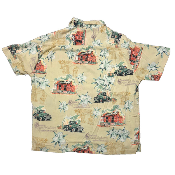 Vintage Hawaiian Style Button Down Shirt Yellow Size Large - Beyond 94