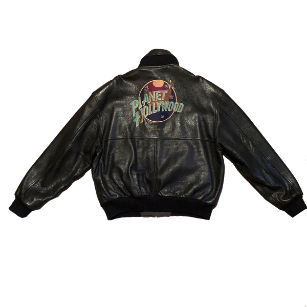 Vintage Planet Hollywood Atlantic City Reversible Leather Jacket Black Size Large - Beyond 94