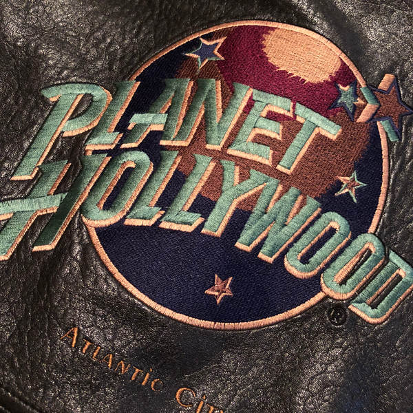 Vintage Planet Hollywood Atlantic City Reversible Leather Jacket Black Size Large - Beyond 94