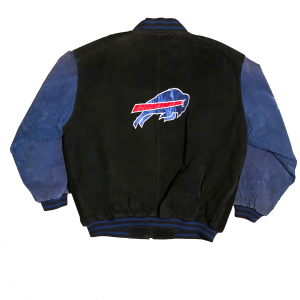 Vintage NFL Pro Player Buffalo Bills Suede Jacket Black Size X-Large - Beyond 94