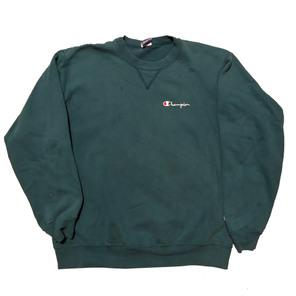 Vintage 90's Champion Spell Out Crewneck Teal-Green Size X-Large - Beyond 94