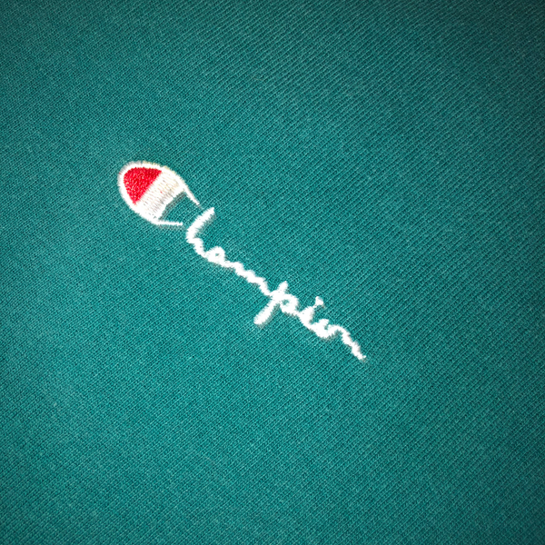 Vintage 90's Champion Spell Out Crewneck Teal-Green Size X-Large - Beyond 94