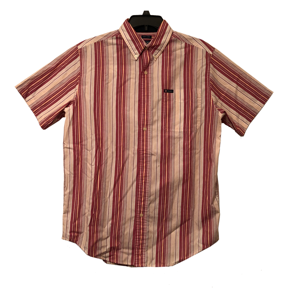 Vintage Chaps Ralph Lauren Button Up Shirt Cream/Burgundy Size Medium - Beyond 94