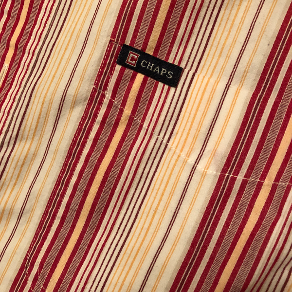 Vintage Chaps Ralph Lauren Button Up Shirt Cream/Burgundy Size Medium - Beyond 94