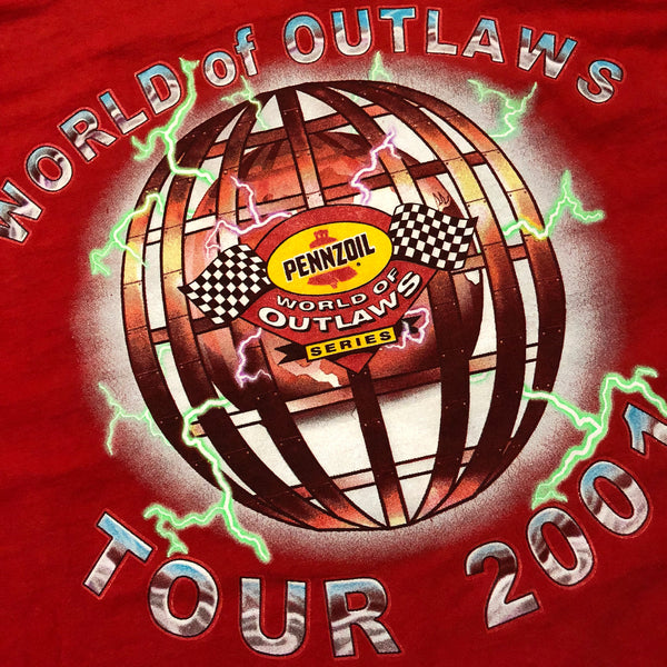 2001 World Of Outlaws Tour Shirt Red Size Large - Beyond 94
