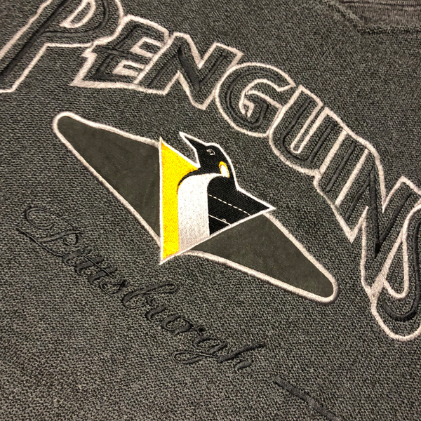 Vintage Pittsburgh Penguins Sweatshirt Charcoal Size X-Large - Beyond 94
