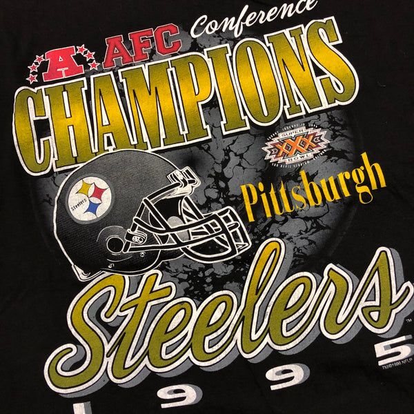 1995 Pittsburgh Steelers AFC Champions Shirt Black Size X-Large - Beyond 94