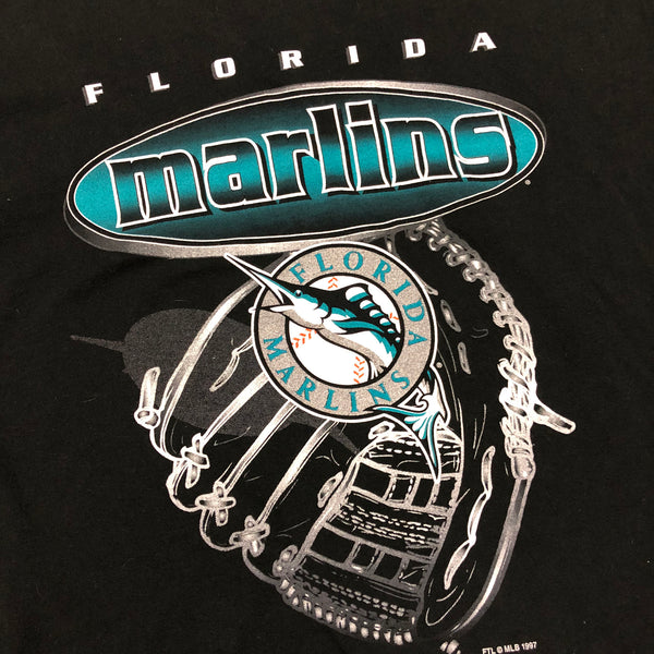 1997 Single Stitch Florida Marlins Shirt Black Size Large - Beyond 94