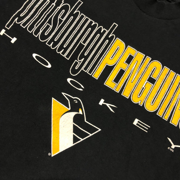 Vintage 90s Single Stitch Pittsburgh Penguins Shirt Black Size Large - Beyond 94
