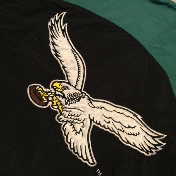 90's Apex NFL Eagles Windbreaker Jacket Green/White/Black Size Medium - Beyond 94