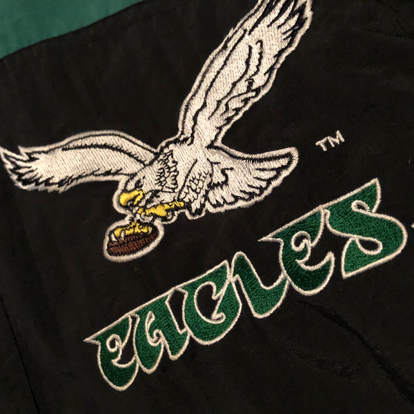 90's Apex NFL Eagles Windbreaker Jacket Green/White/Black Size Medium - Beyond 94