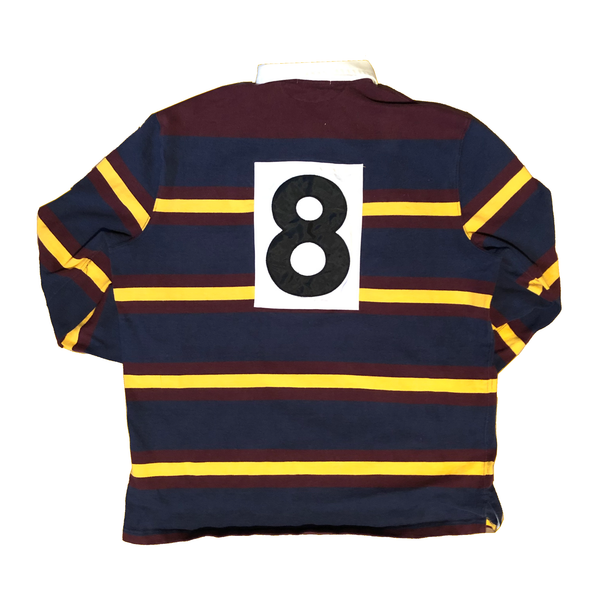 Vintage Ralph Lauren Polo Rugby Maroon/Navy/Yellow Size Large - Beyond 94