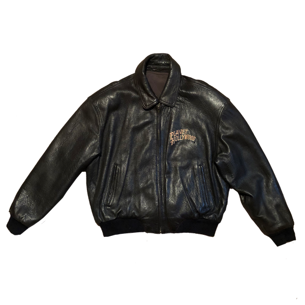 Vintage Planet Hollywood Atlantic City Reversible Leather Jacket Black Size Large - Beyond 94