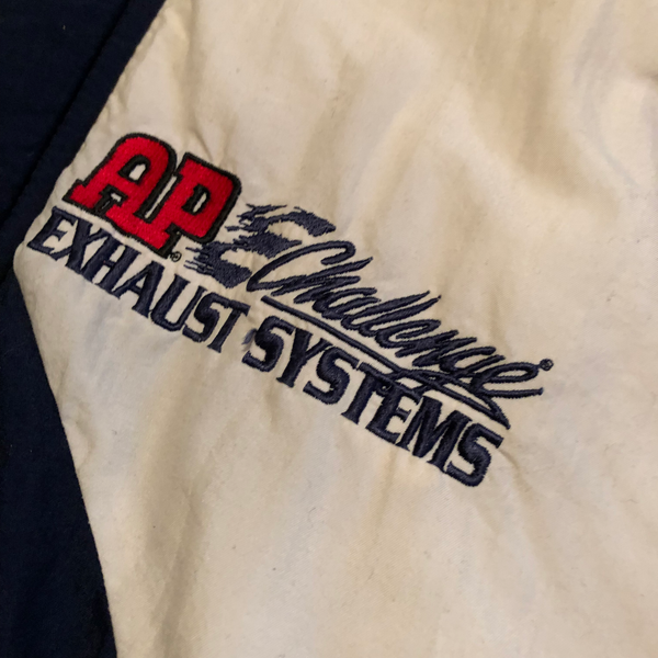 Vintage 90s Nascar Team AP Exhaust Jacket Navy/Green/White Size Medium - Beyond 94
