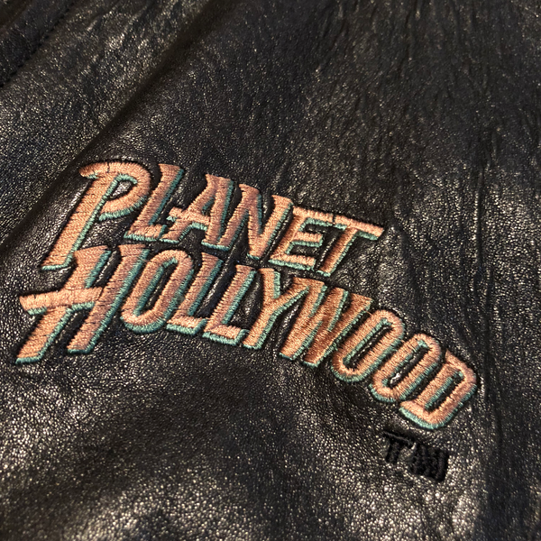 Vintage Planet Hollywood Atlantic City Reversible Leather Jacket Black Size Large - Beyond 94