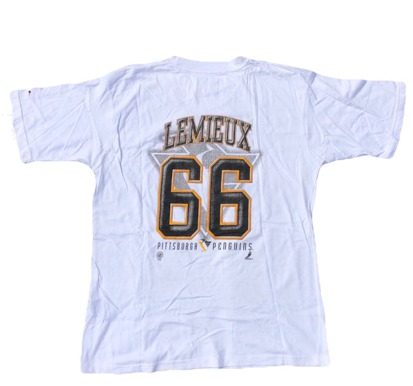 Vintage 90s Pittsburgh Penguins Mario Lemieux Shirt White Size X-Large - Beyond 94