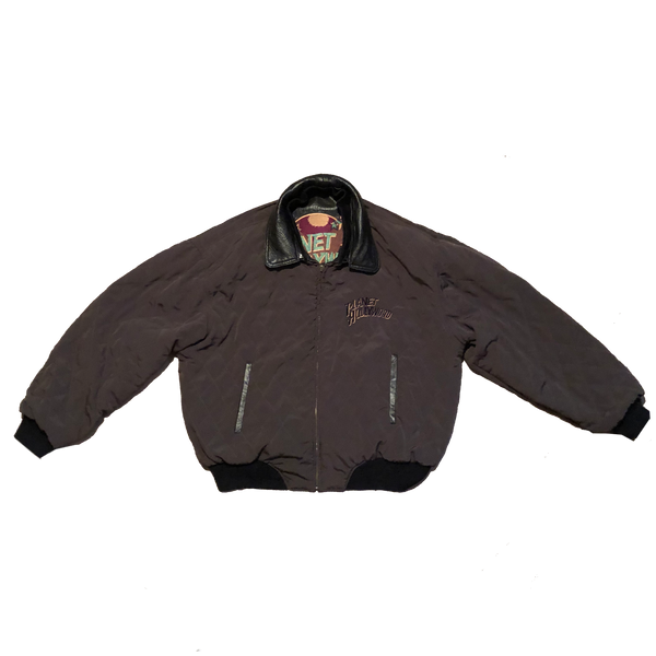 Vintage Planet Hollywood Atlantic City Reversible Leather Jacket Black Size Large - Beyond 94