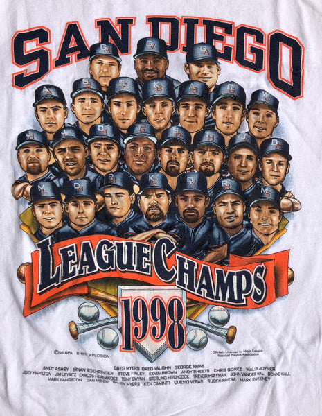 1998 San Diego Padres "National League Champions" Shirt White Medium - Beyond 94