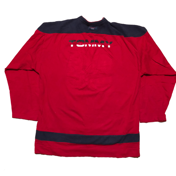 Vintage Tommy Hilfiger Zip Pullover Red/Navy Size Large - Beyond 94