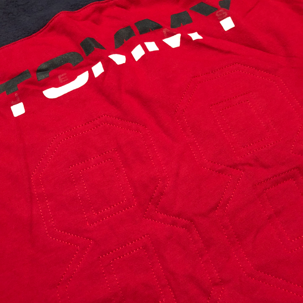 Vintage Tommy Hilfiger Zip Pullover Red/Navy Size Large - Beyond 94